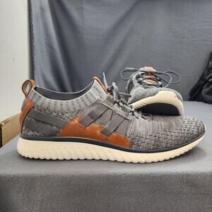 Cole Haan Shoes Mens 11.5 Grey Brown Grand Motion Sneakers Knit Lace Up Stretch